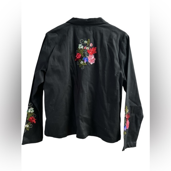 Black embroidered sequined denim jacket - Picture 5 of 5